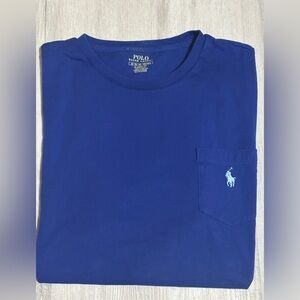 Polo X Ralph Lauren Royal Blue Short Sleeve Crew Neck Pocket & Logo Embroidered